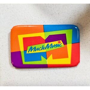 MuchMusic Pin Button Vintage 90s Colorblock Logo Canada Music Channel Rare 1990s